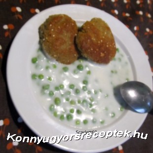 Zöldborsófőzelék, zabpehely fasírttal